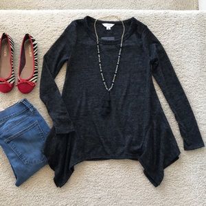 Black Handkerchief Hem Tunic Top